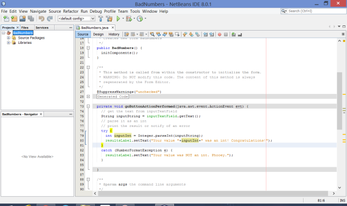 an image showing a program being written in the NetBeans IDE
